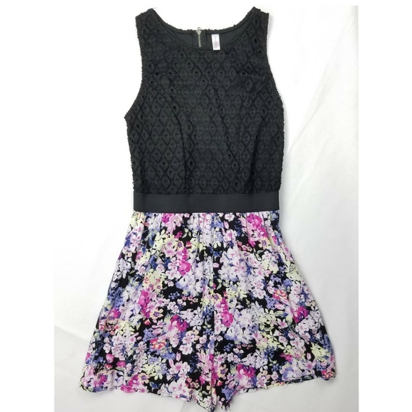 Xhilaration Pants - Xhilaration Floral Lace Romper Cut Out